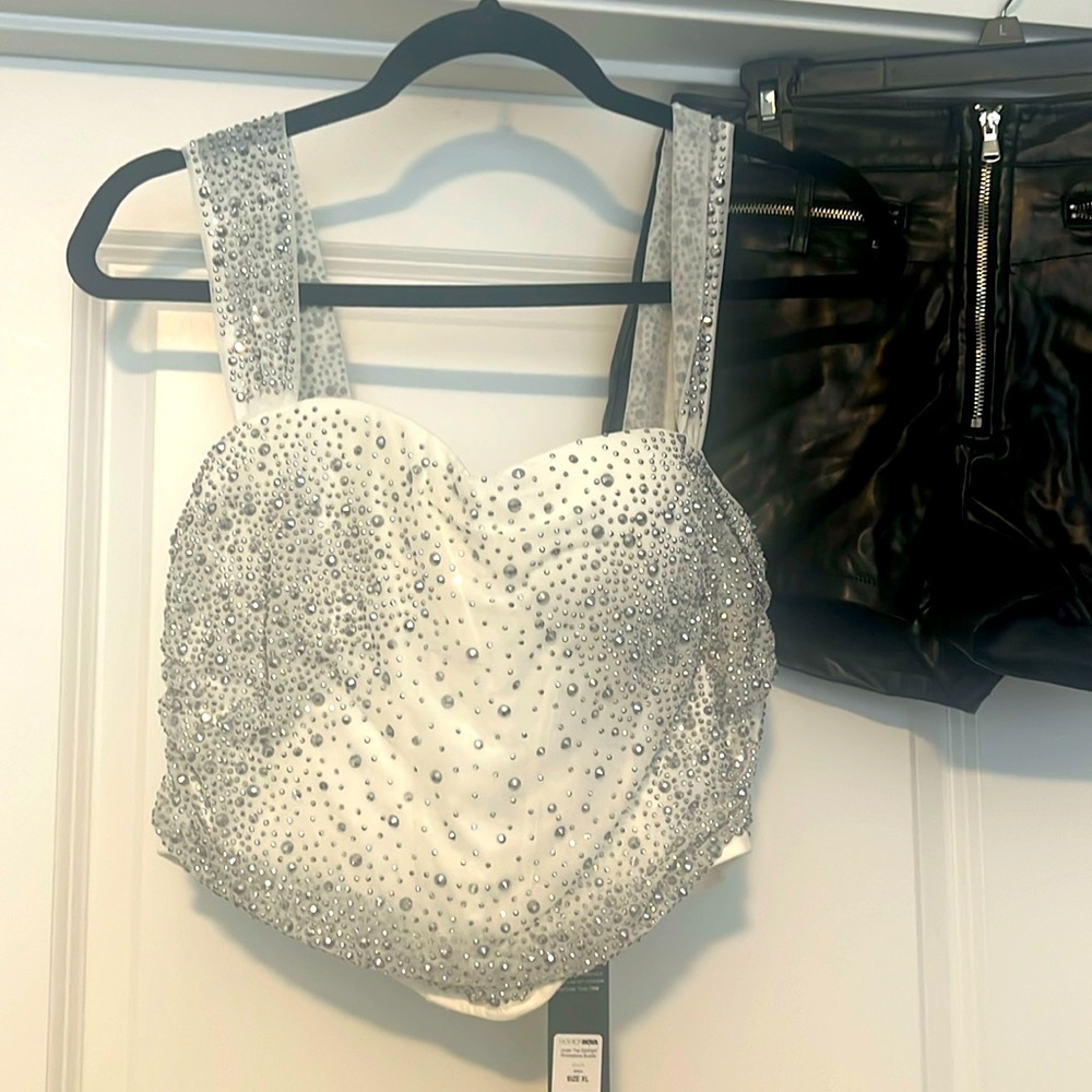 Under the Spotlight Rhinestone Bustier White